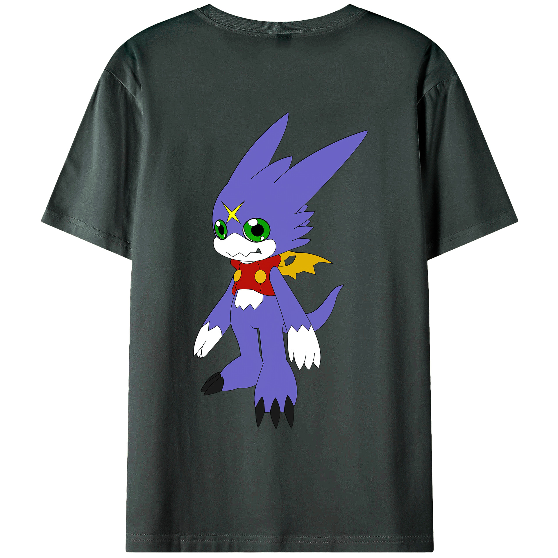 （画像用） Digimon デジタルモンスター/デジモン 綿100％ メンズ半袖Tシャツ（バックプリント） 通気性